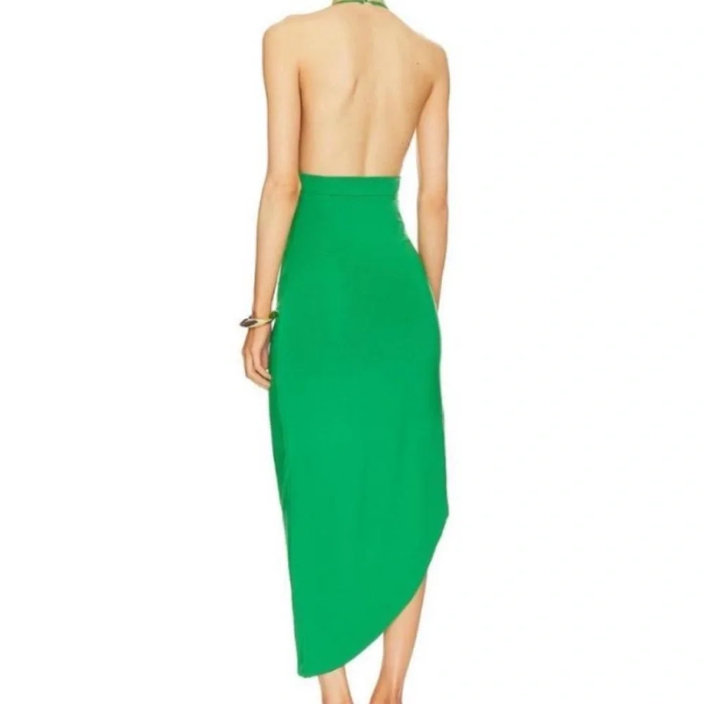 NWT Revolve Superdown XS Glamorous Green Halter Grecian Goddess Dress High Slit